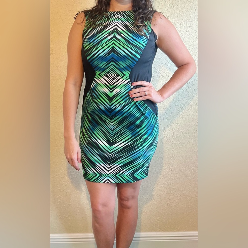 Green/blue dress with a fun design